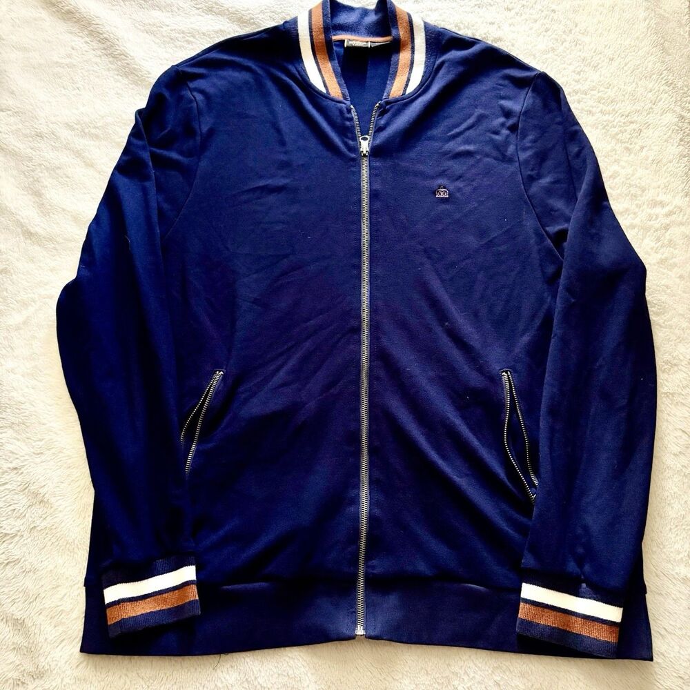 Merc London Zip Up Jacket Mens Extra Large Blue Track Jacket Outwear